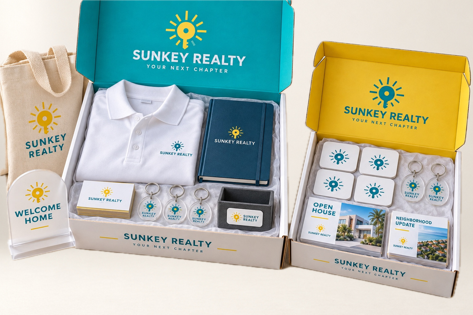 Real estate package: startup box on the left and monthly campaign box on the right